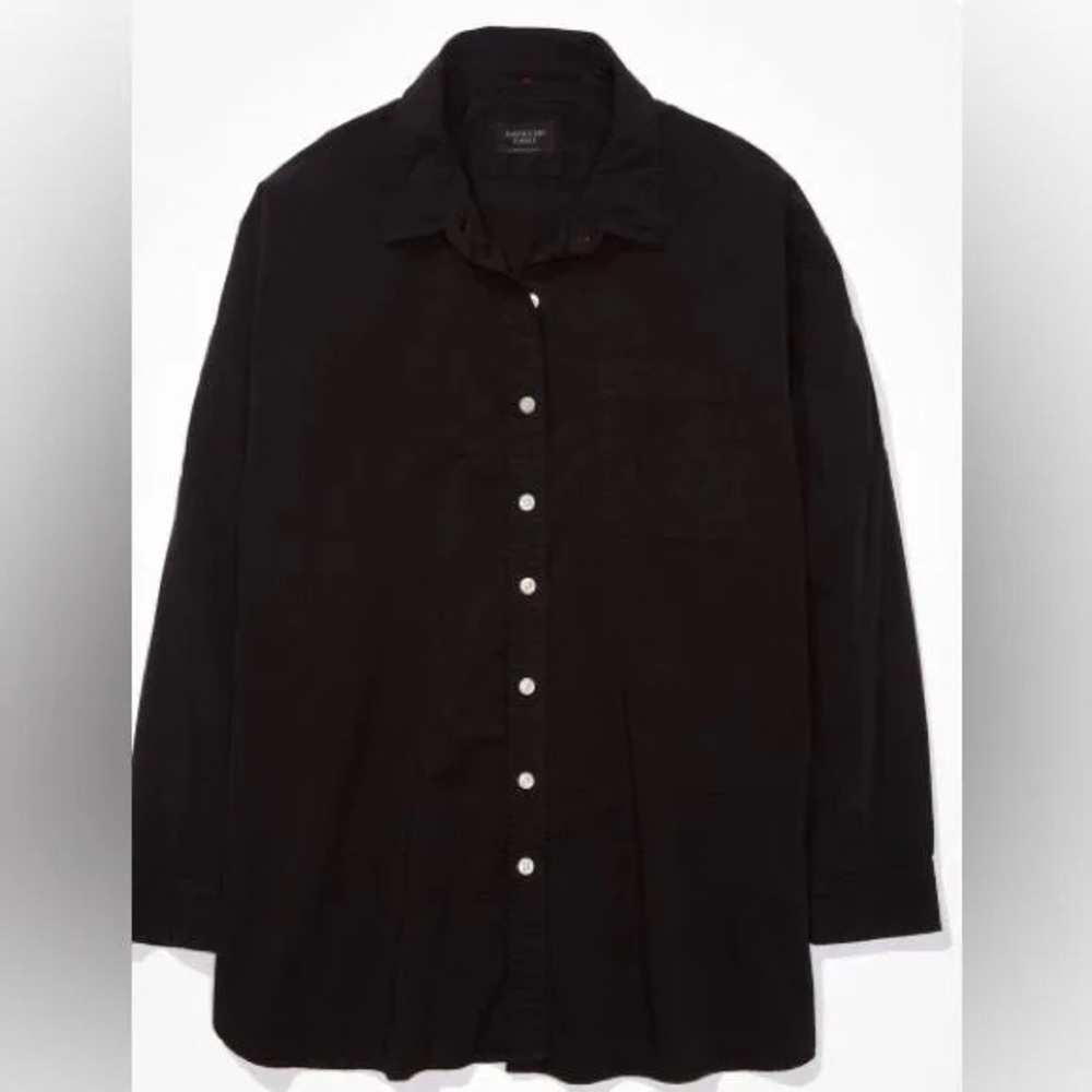 AEO Black Button-Up Shirt